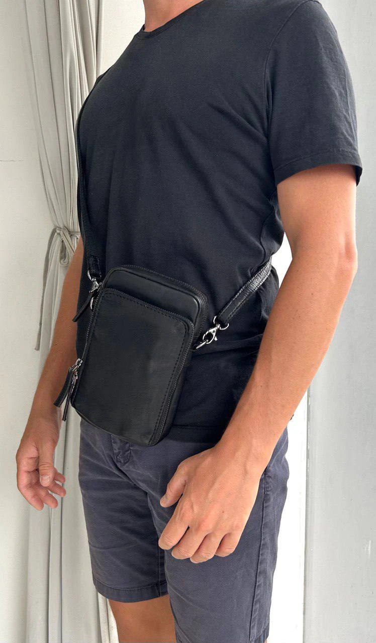 Vīriešu vintage ādas crossbody soma 95124