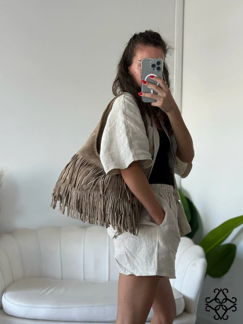 Suede shoulder bag 80615